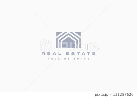 real estate logo with geometric arcs sign 131287620