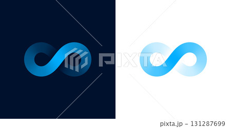 set of blue endless infinity loop sign for business presentation 131287699