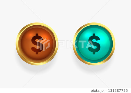 set of isolated dollar golden coin in 3d style 131287736