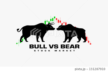 stock market bull vs bear volatility trade background stock market bull vs bear volatility trade background 131287910