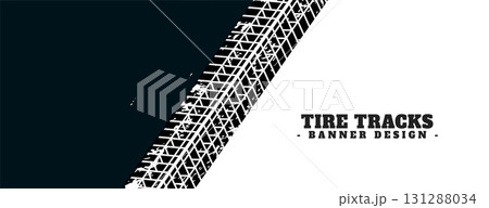vehicle trail mark imprint abstract banner in grungy style 131288034