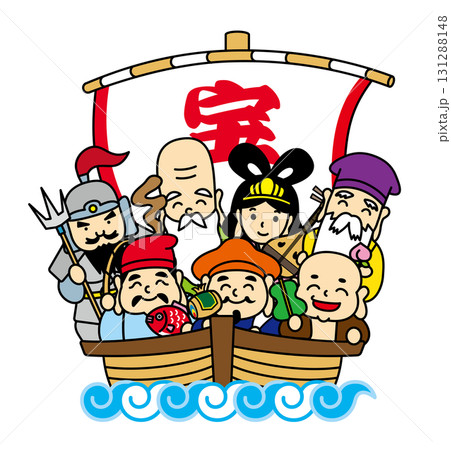 宝船に乗った七福神 宝船に乗った七福神 131288148
