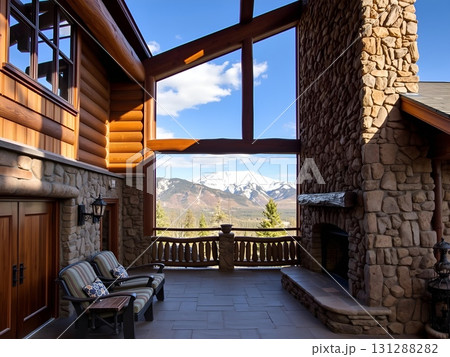 Rustic Mountain Retreat: Expansive Log Cabin Vista 131288282