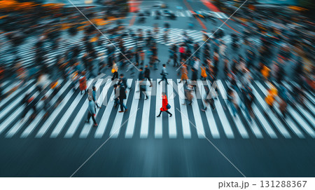 スクランブル交差点を渡る群衆 スクランブル交差点を渡る群衆 131288367