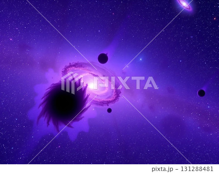 Cosmic Dance: Black Hole and Galactic Spiral Nebula 131288481