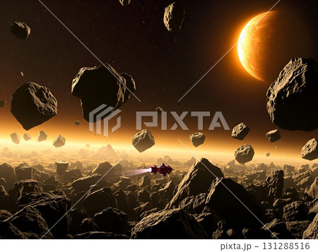 Asteroid Field Flight: A Space Explorer's Perilous Journey 131288516
