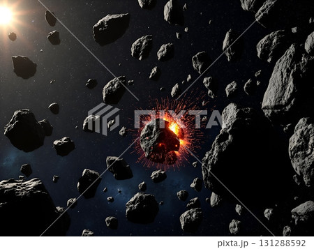 Asteroid Collision: A Dramatic Event in Deep Space Asteroid Collision: A Dramatic Event in Deep Space 131288592