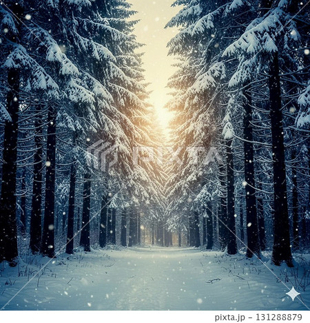 冬の装いになった針葉樹の森 冬の装いになった針葉樹の森 131288879