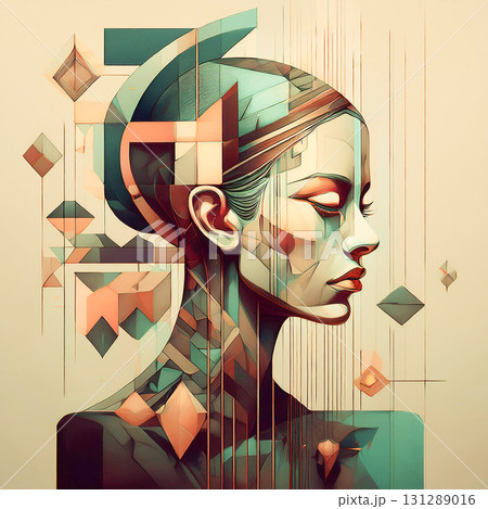 抽象的なキュビズムの女の肖像画,Generative AI,AI画像 131289016