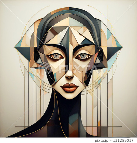 抽象的なキュビズムの女の肖像画,Generative AI,AI画像 131289017