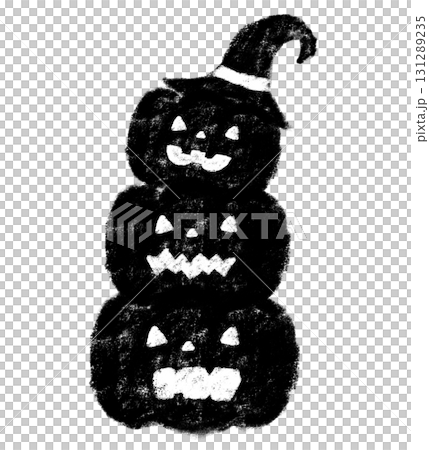 三個可愛的南瓜萬聖節蠟筆畫黑色和白色 131289235