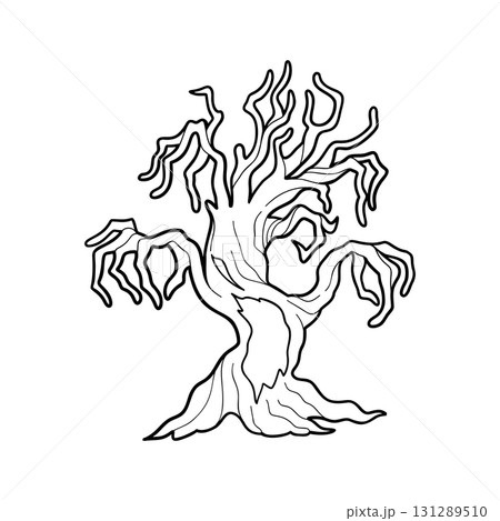 Halloween dry tree with evil face Halloween dry tree with evil face 131289510