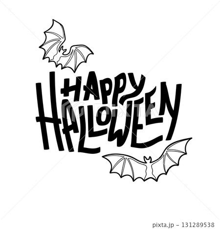 Happy Halloween inscription with bats Happy Halloween inscription with bats 131289538