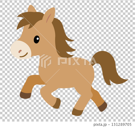 無線條藝術的可愛馬向量插圖 131289705