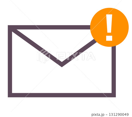 びっくりマークのエラーの出るメールのアイコンイラスト素材 131290049