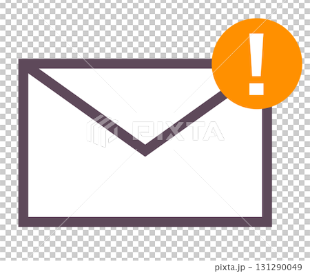 びっくりマークのエラーの出るメールのアイコンイラスト素材 131290049