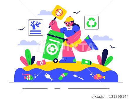 Ocean Cleanup Campaign Illustration Featuring Cleaning the Sea Beach from Trash and Garbage to Restore Nature and Promote Environmental Awareness Ocean Cleanup Campaign Illustration Featuring Cleaning the Sea Beach from Trash and Garbage to Restore Nature and Promote Environmental Awareness 131290144