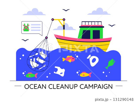 Ocean Cleanup Campaign Illustration Featuring Cleaning the Sea Beach from Trash and Garbage to Restore Nature and Promote Environmental Awareness Ocean Cleanup Campaign Illustration Featuring Cleaning the Sea Beach from Trash and Garbage to Restore Nature and Promote Environmental Awareness 131290148