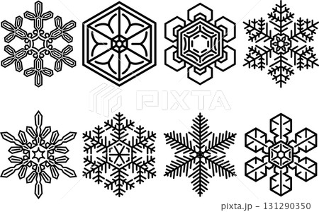 シンプルでグラフィカルな雪の結晶セット 131290350