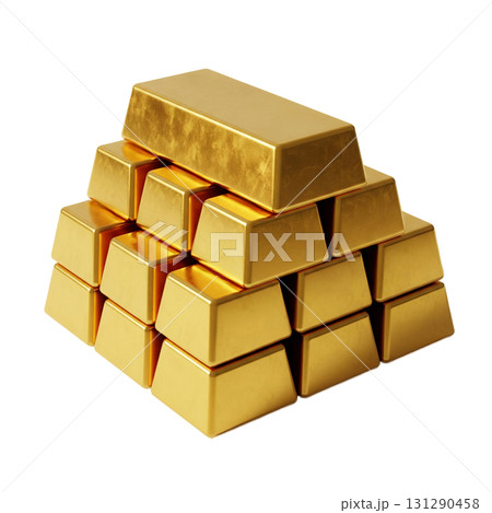 Isolate piles of gold bars are a powerful symbol of financial success and investment. This image reflects stability and wealth in business. 131290458