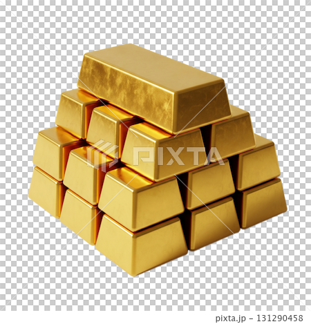 Isolate piles of gold bars are a powerful symbol of financial success and investment. This image reflects stability and wealth in business. 131290458