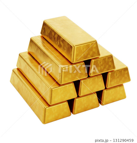Isolate piles of gold bars are a powerful symbol of financial success and investment. This image reflects stability and wealth in business. 131290459
