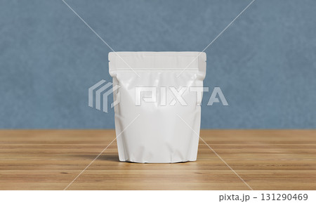 Aluminium Foil Package with Zipper Mock up. 3D Rendering.  131290469