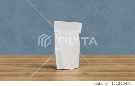 Aluminium Foil Package with Zipper Mock up. 3D Rendering.  131290470