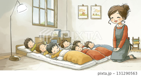 美優シリーズ：保育園でお昼寝サポートをする美優 131290563