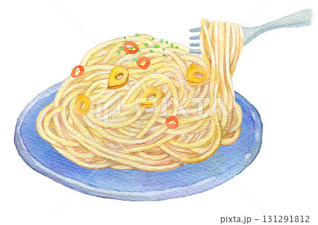水彩イラスト　手描きイラスト　ペペロンチーノ 131291812