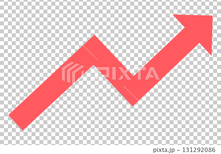 Vector illustration of a zigzag red rising arrow (single item) 131292086