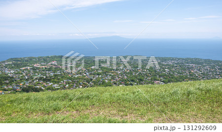 Omuro mountain in Ito, Shizuoka, Japan, Coastal town landscape with green hills and ocean view on a clear day Omuro mountain in Ito, Shizuoka, Japan, Coastal town landscape with green hills and ocean view on a clear day 131292609