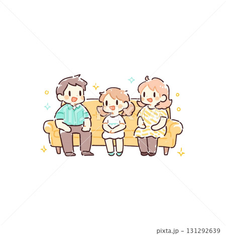 家族団欒のイラスト、背景なし、日常、素材 家族団欒のイラスト、背景なし、日常、素材 131292639