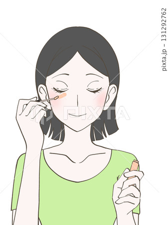 コンシーラーを塗る女性のイラスト コンシーラーを塗る女性のイラスト 131292762