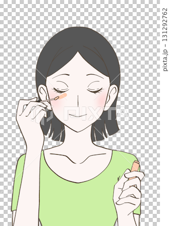 コンシーラーを塗る女性のイラスト コンシーラーを塗る女性のイラスト 131292762