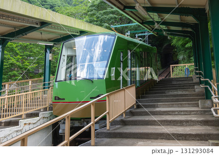 Oyama cable car arriving at mountain station for scenic transportation Oyama cable car arriving at mountain station for scenic transportation 131293084