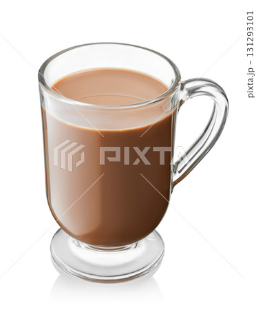 glass cup of hot chocolate isolated on white background 131293101
