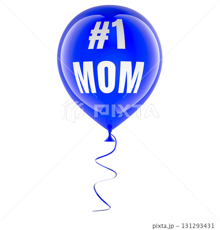 Number one mom, blue balloon. 3D rendering 131293431
