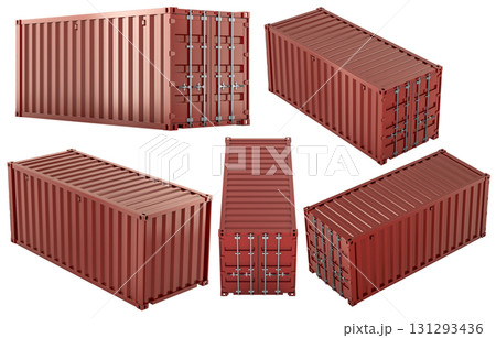Shipping container, multiple angles. 3D rendering 131293436