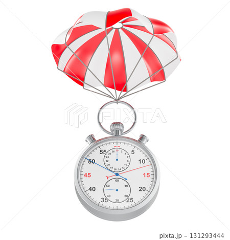 Stopwatch with parachute, 3D rendering 131293444