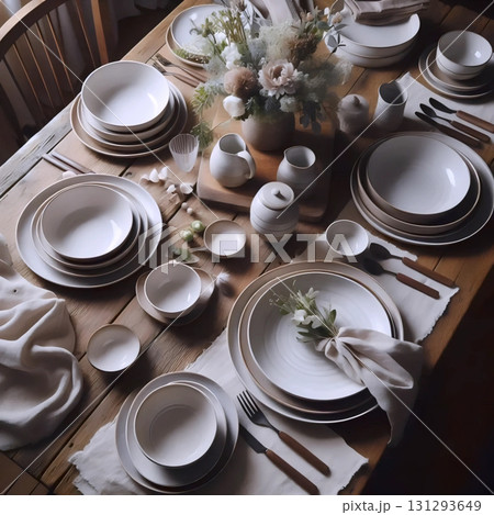 A ceramic dinnerware set, Ai generated image 131293649