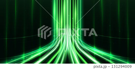 Abstract futuristic vertical green neon speed lines glowing dark background. Abstract futuristic vertical green neon speed lines glowing dark background. 131294009
