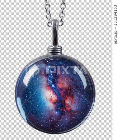 銀河を閉じ込めたペンダント　幻想的な宇宙アクセサリーイラスト 131294153