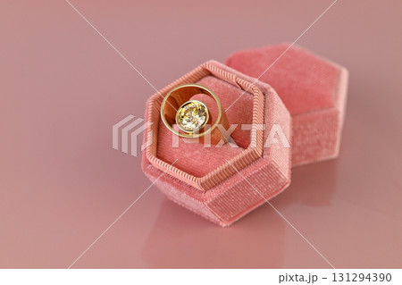 A ring is in a pink velvet box A ring is in a pink velvet box 131294390
