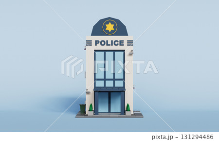 Isometric Police Station Building . 3D Rendering. 131294486