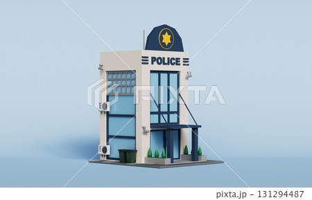 Isometric Police Station Building . 3D Rendering. 131294487