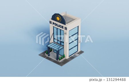 Isometric Police Station Building . 3D Rendering. 131294488