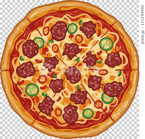 起司填充的辣香腸披薩透明向量插圖 131294492