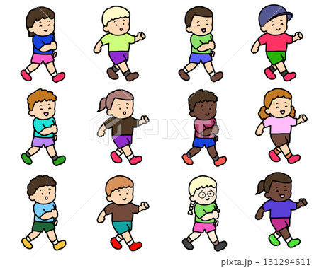 大勢の子供たち 歩くセット 大勢の子供たち 歩くセット 131294611