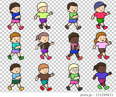 大勢の子供たち 歩くセット 大勢の子供たち 歩くセット 131294611